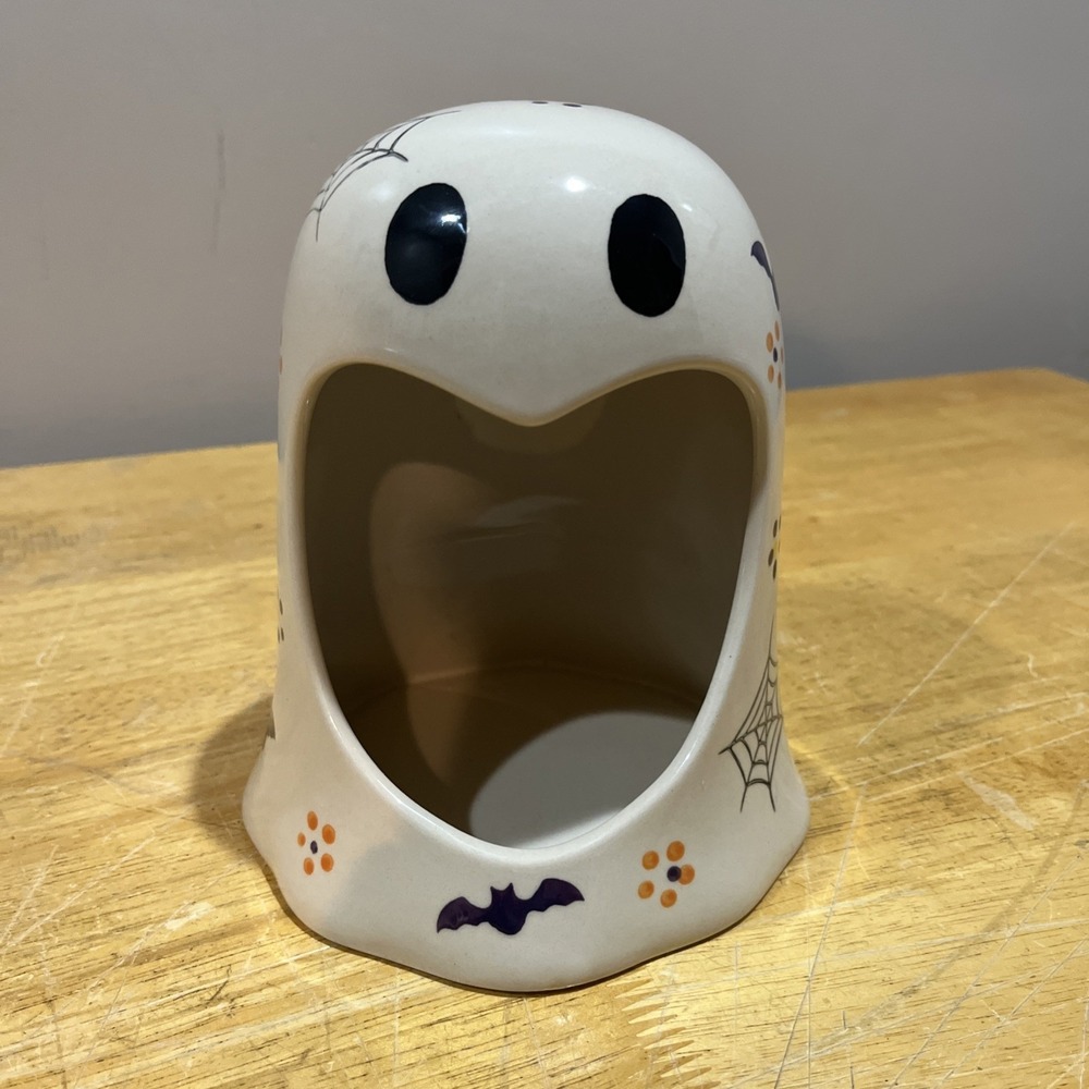 Temptations Halloween Boofetti Ghost Ceramic Sponge‎  Holder 7.25"